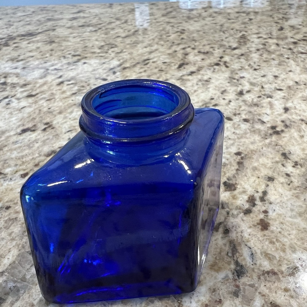 Parker Inkwell #59CC‎ Diamond Cobalt Blue Glass Bottle Jar Container 2 Ounce - Picture 5 of 7